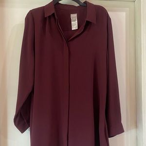 Chico’s Burgundy long sleeve blouse size 2